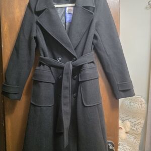 REACTION WOMENS' BLACK WOOL OVERCOAT PEACOAT TRENCH JACKET SIZE M New With Tag